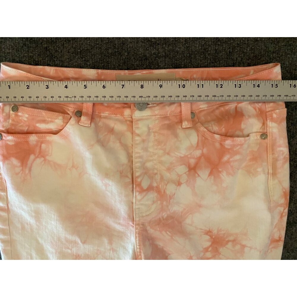 Soft Surroundings Ultimate Tie-Dye Ankle Jeans Womens 8 White/Pink Skinny‎ Denim - Picture 6 of 9